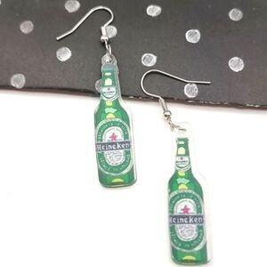 New HEINEKEN BEER BOTTLE cocktail  acrylic earrings